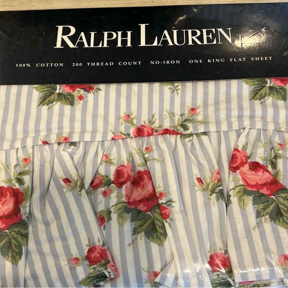 Ralph Lauren Blue Label Other - RARE NWT Ralph Lauren King Sheets Emma Floral Flat Fitted Pillowcases Striped
